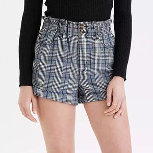 American Eagle Plaid High-Rise Mom Shorts